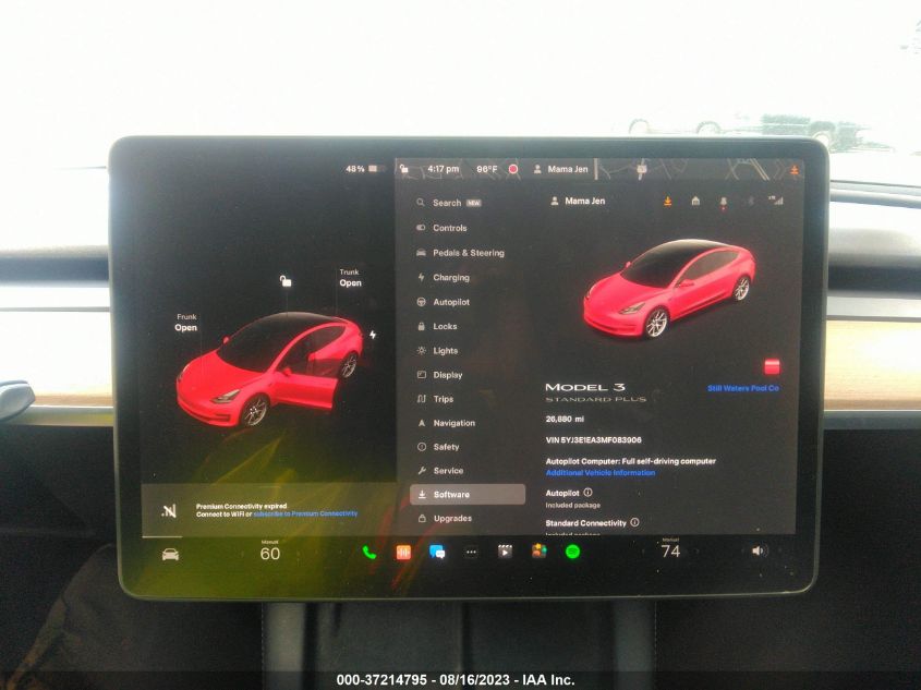 Photo 16 VIN: 5YJ3E1EA3MF083906 - TESLA MODEL 3 