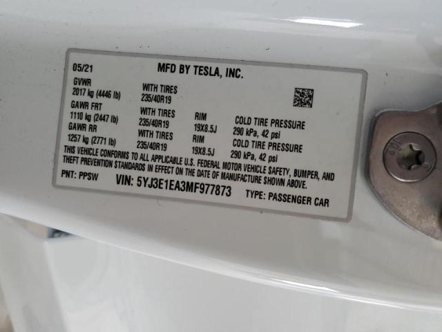 Photo 9 VIN: 5YJ3E1EA3MF977873 - TESLA MODEL 3 