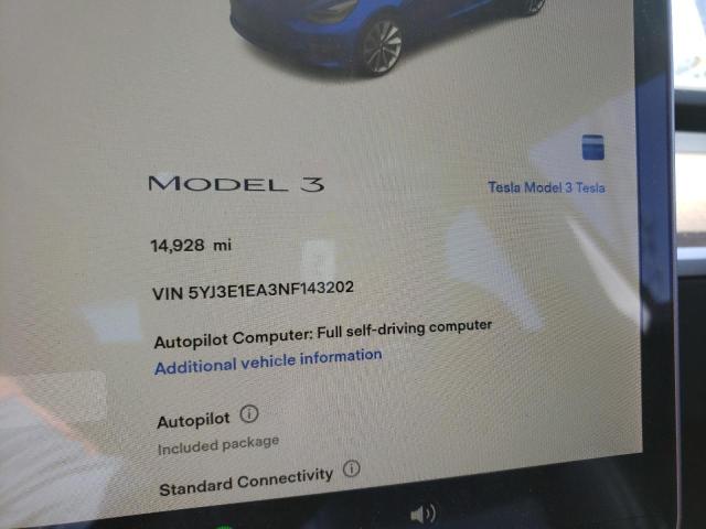 Photo 7 VIN: 5YJ3E1EA3NF143202 - TESLA MODEL 3 