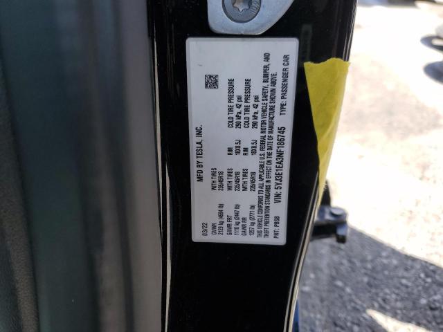 Photo 12 VIN: 5YJ3E1EA3NF186745 - TESLA MODEL 3 