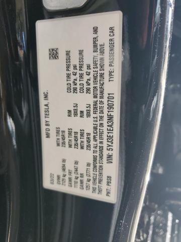 Photo 11 VIN: 5YJ3E1EA3NF190701 - TESLA MODEL 3 