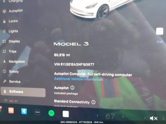 Photo 6 VIN: 5YJ3E1EA3NF193677 - TESLA MODEL 3 