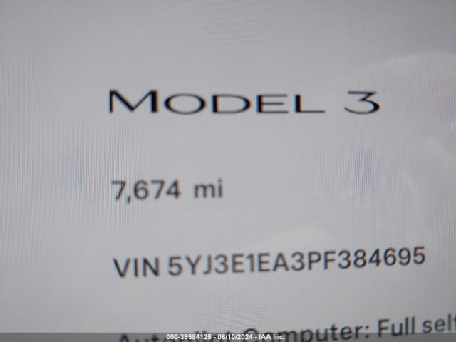 Photo 6 VIN: 5YJ3E1EA3PF384695 - TESLA MODEL 3 