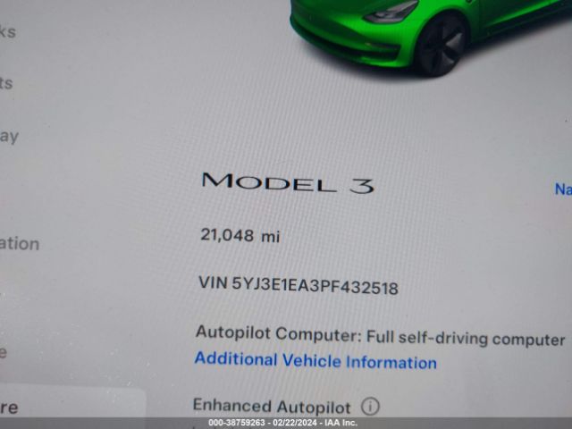 Photo 6 VIN: 5YJ3E1EA3PF432518 - TESLA MODEL 3 