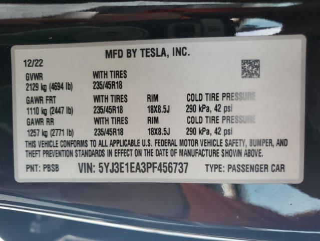 Photo 12 VIN: 5YJ3E1EA3PF456737 - TESLA MODEL 3 