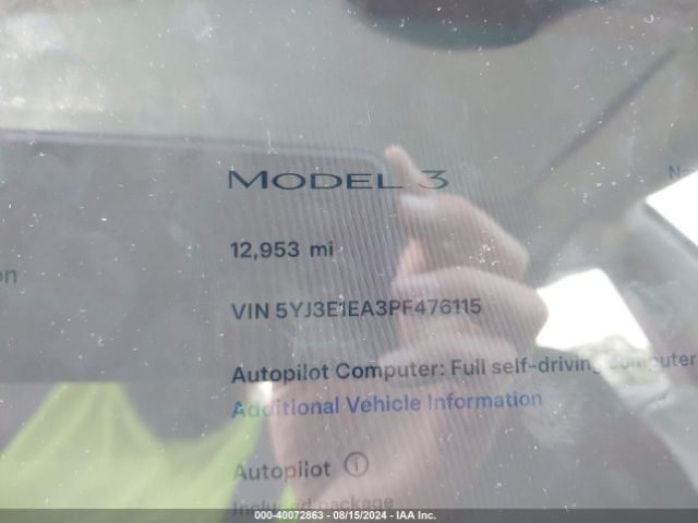 Photo 6 VIN: 5YJ3E1EA3PF476115 - TESLA MODEL 3 