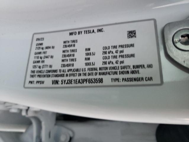 Photo 11 VIN: 5YJ3E1EA3PF653598 - TESLA MODEL 3 