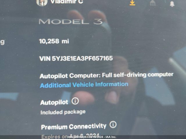 Photo 6 VIN: 5YJ3E1EA3PF657165 - TESLA MODEL 3 