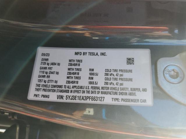 Photo 12 VIN: 5YJ3E1EA3PF663127 - TESLA MODEL 3 