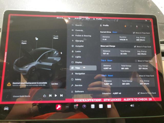 Photo 8 VIN: 5YJ3E1EA3PF673091 - TESLA MODEL 3 