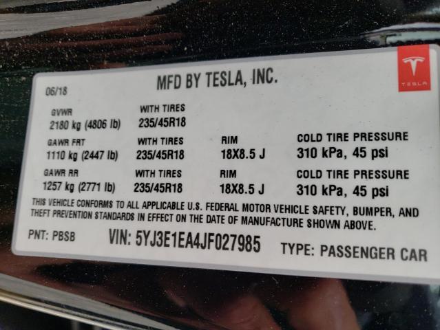 Photo 9 VIN: 5YJ3E1EA4JF027985 - TESLA MODEL 3 