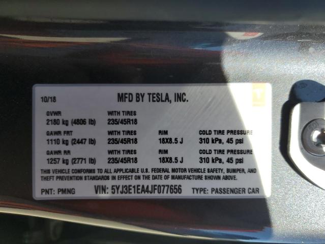 Photo 11 VIN: 5YJ3E1EA4JF077656 - TESLA MODEL 3 