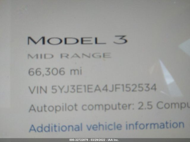 Photo 6 VIN: 5YJ3E1EA4JF152534 - TESLA MODEL 3 