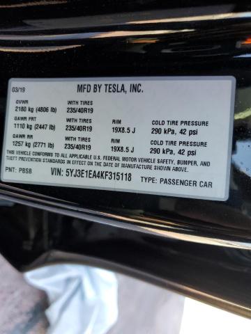 Photo 9 VIN: 5YJ3E1EA4KF315118 - TESLA MODEL 3 