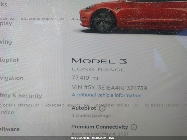 Photo 6 VIN: 5YJ3E1EA4KF324739 - TESLA MODEL 3 