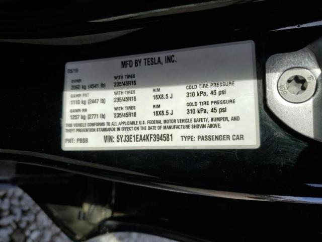 Photo 12 VIN: 5YJ3E1EA4KF394581 - TESLA MODEL 3 