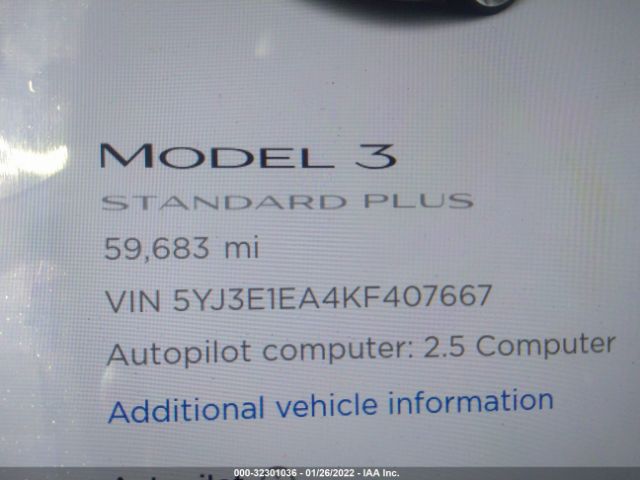 Photo 6 VIN: 5YJ3E1EA4KF407667 - TESLA MODEL 3 