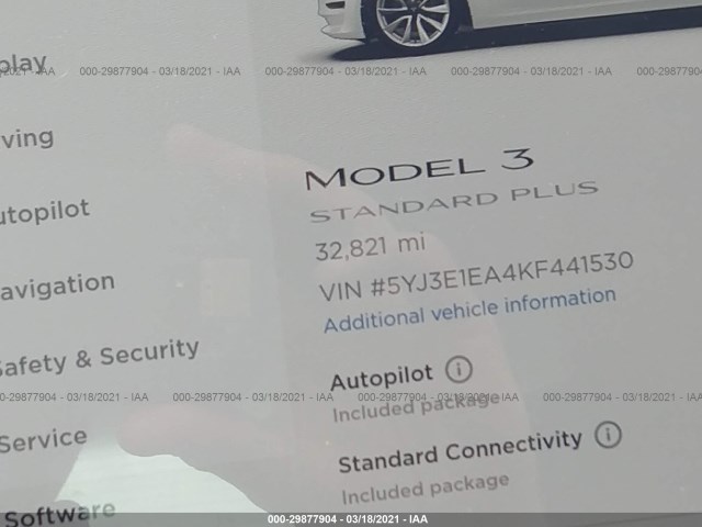 Photo 6 VIN: 5YJ3E1EA4KF441530 - TESLA MODEL 3 