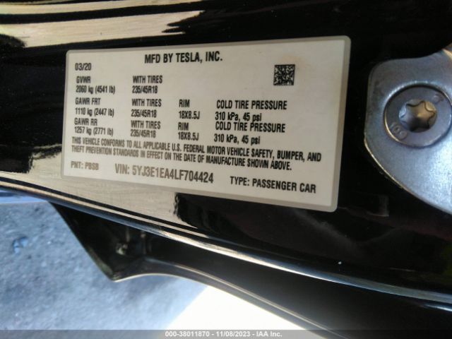 Photo 8 VIN: 5YJ3E1EA4LF704424 - TESLA MODEL 3 