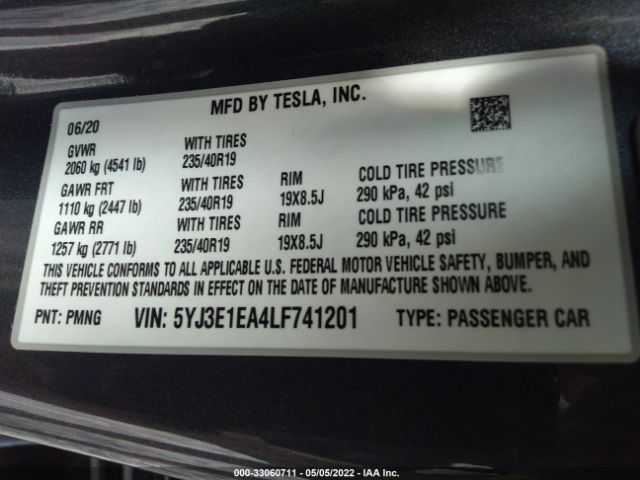 Photo 8 VIN: 5YJ3E1EA4LF741201 - TESLA MODEL 3 