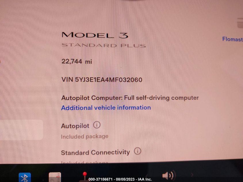 Photo 14 VIN: 5YJ3E1EA4MF032060 - TESLA MODEL 3 