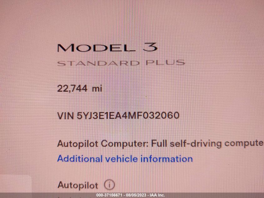 Photo 6 VIN: 5YJ3E1EA4MF032060 - TESLA MODEL 3 