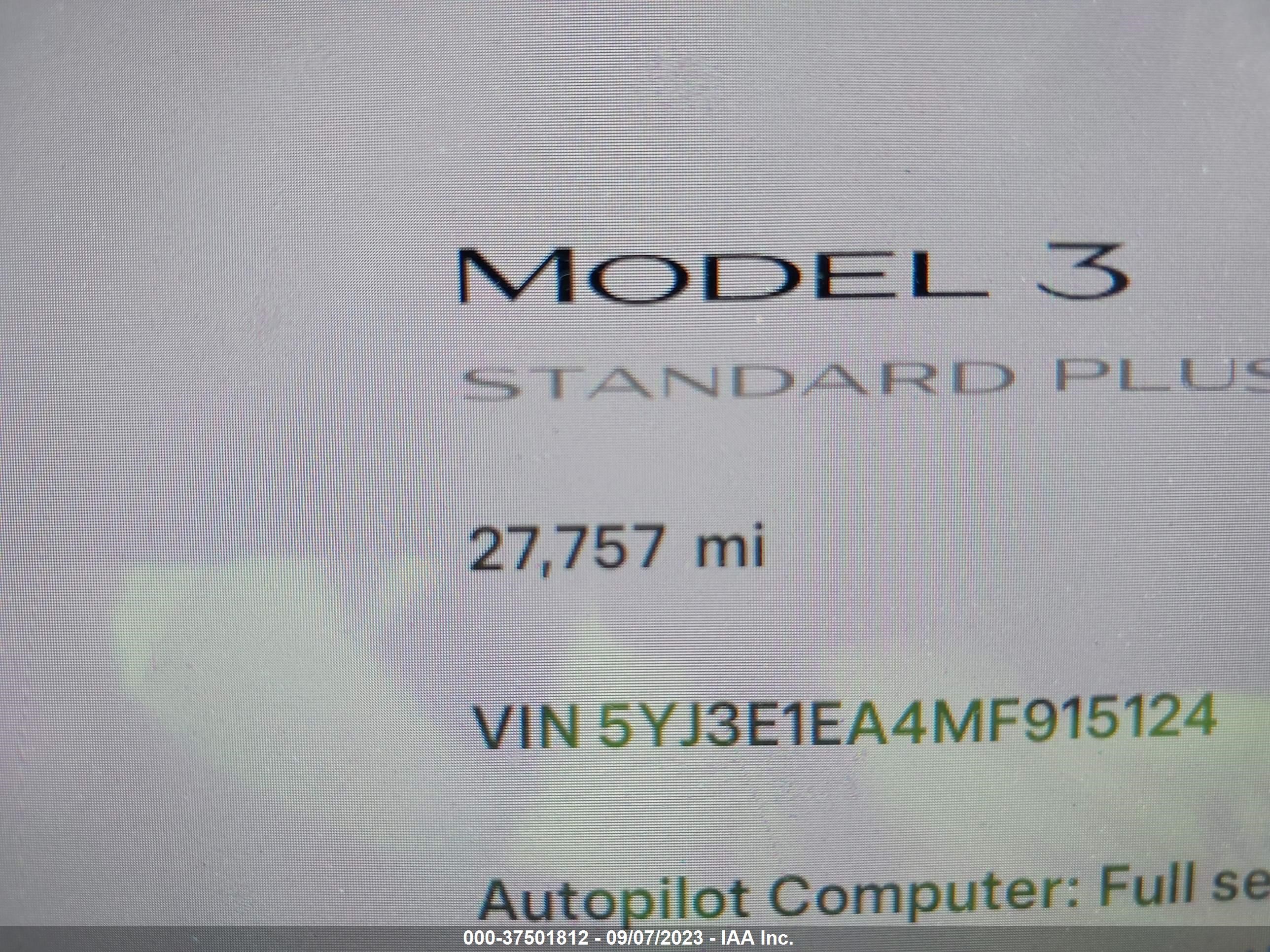 Photo 14 VIN: 5YJ3E1EA4MF915124 - TESLA MODEL 3 