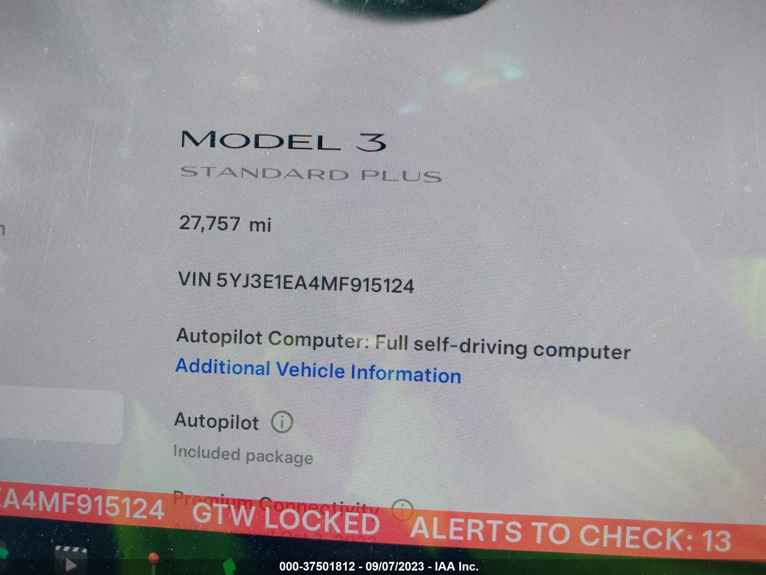 Photo 6 VIN: 5YJ3E1EA4MF915124 - TESLA MODEL 3 