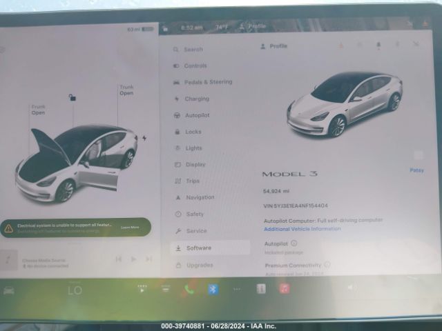 Photo 6 VIN: 5YJ3E1EA4NF154404 - TESLA MODEL 3 