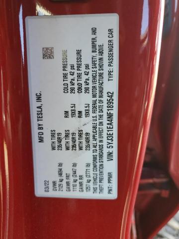 Photo 11 VIN: 5YJ3E1EA4NF189542 - TESLA MODEL 3 