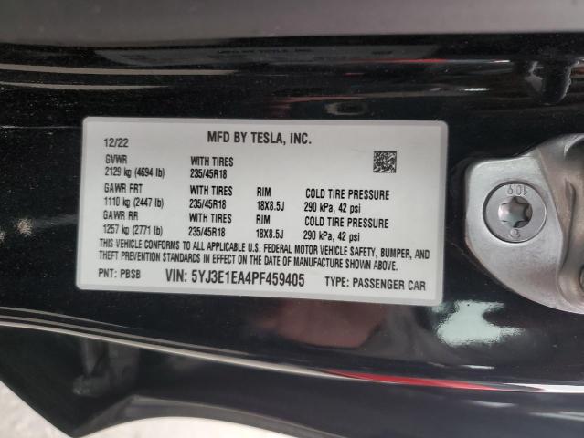 Photo 12 VIN: 5YJ3E1EA4PF459405 - TESLA MODEL 3 