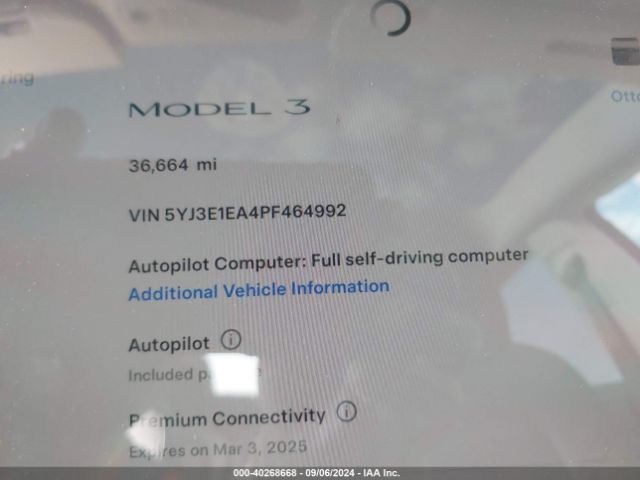 Photo 6 VIN: 5YJ3E1EA4PF464992 - TESLA MODEL 3 