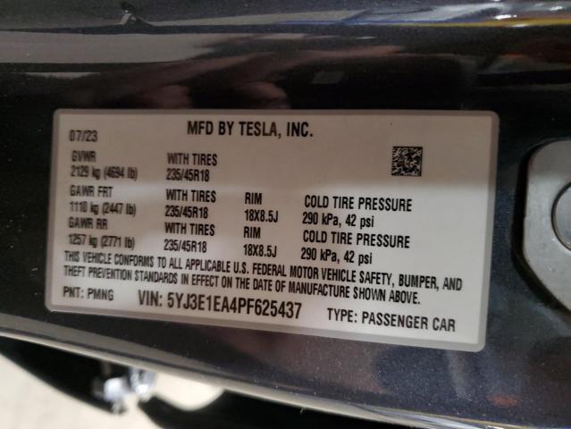 Photo 11 VIN: 5YJ3E1EA4PF625437 - TESLA MODEL 3 