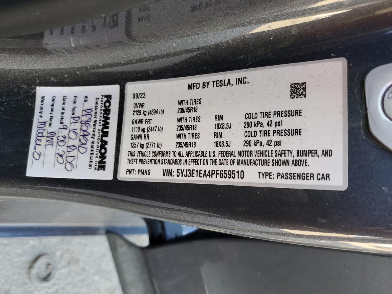 Photo 11 VIN: 5YJ3E1EA4PF659510 - TESLA MODEL 3 