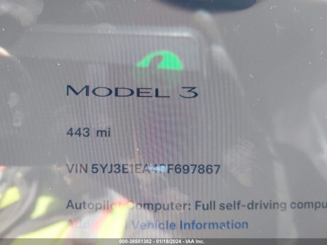 Photo 6 VIN: 5YJ3E1EA4PF697867 - TESLA MODEL 3 