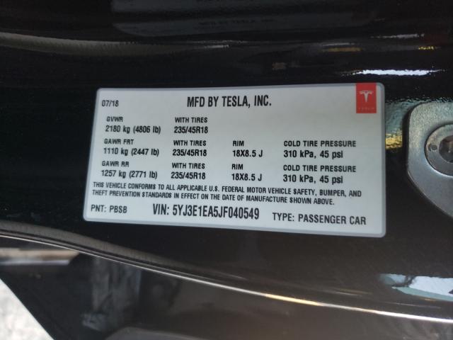 Photo 9 VIN: 5YJ3E1EA5JF040549 - TESLA MODEL 3 