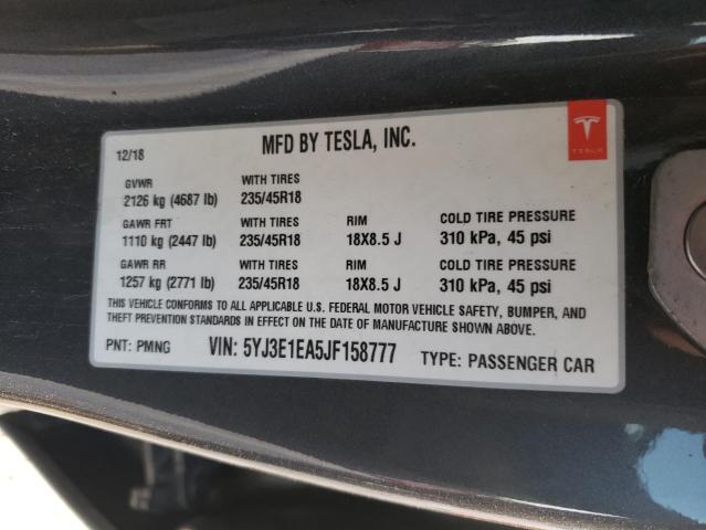 Photo 9 VIN: 5YJ3E1EA5JF158777 - TESLA MODEL 3 