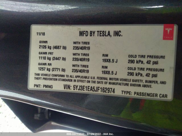 Photo 8 VIN: 5YJ3E1EA5JF162974 - TESLA MODEL 3 