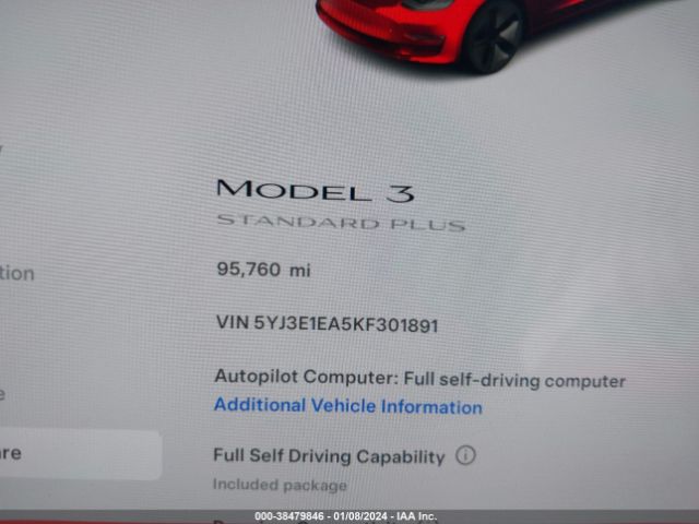 Photo 6 VIN: 5YJ3E1EA5KF301891 - TESLA MODEL 3 