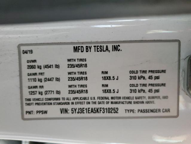 Photo 11 VIN: 5YJ3E1EA5KF310252 - TESLA MODEL 3 