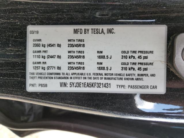 Photo 11 VIN: 5YJ3E1EA5KF321431 - TESLA MODEL 3 