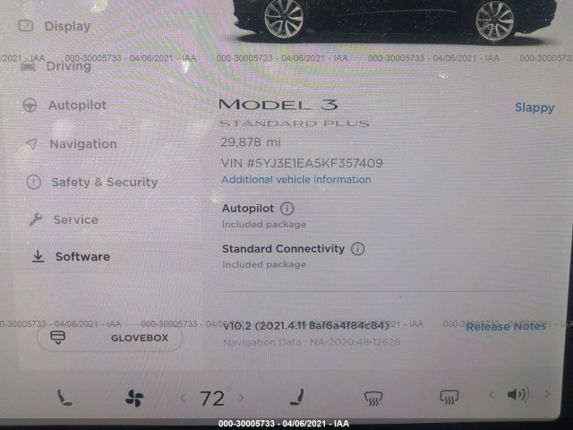 Photo 6 VIN: 5YJ3E1EA5KF357409 - TESLA MODEL 3 