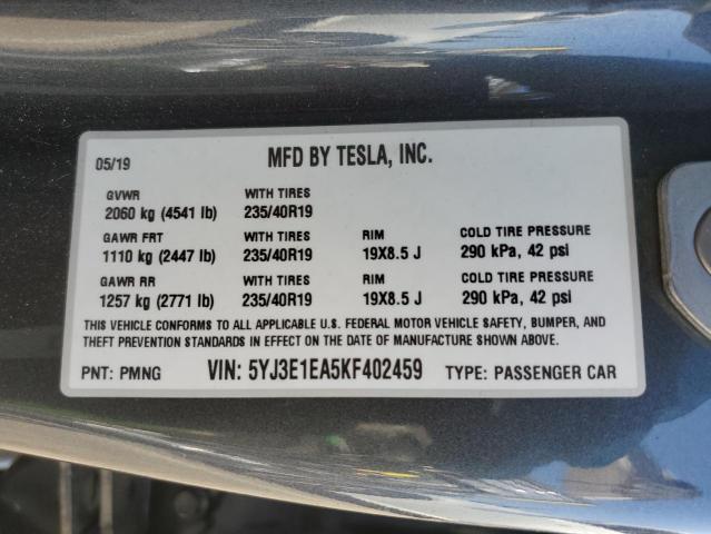 Photo 12 VIN: 5YJ3E1EA5KF402459 - TESLA MODEL 3 