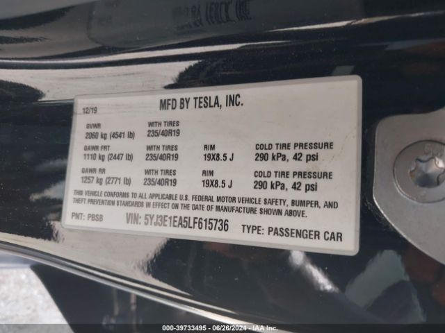 Photo 8 VIN: 5YJ3E1EA5LF615736 - TESLA MODEL 3 