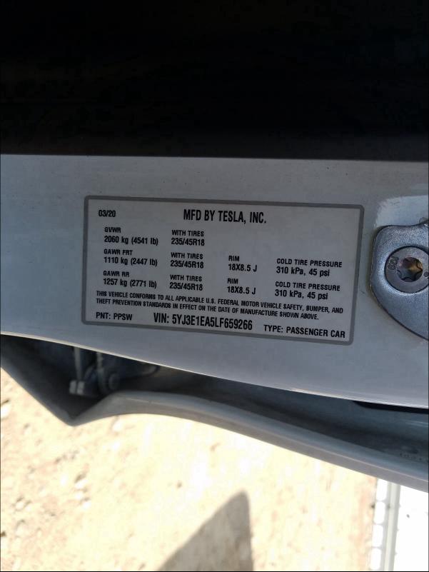 Photo 9 VIN: 5YJ3E1EA5LF659266 - TESLA MODEL 3 