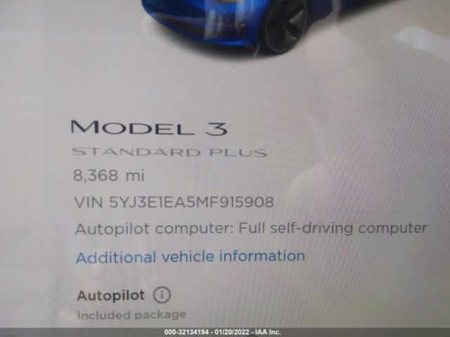 Photo 6 VIN: 5YJ3E1EA5MF915908 - TESLA MODEL 3 