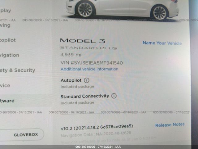 Photo 6 VIN: 5YJ3E1EA5MF941540 - TESLA MODEL 3 