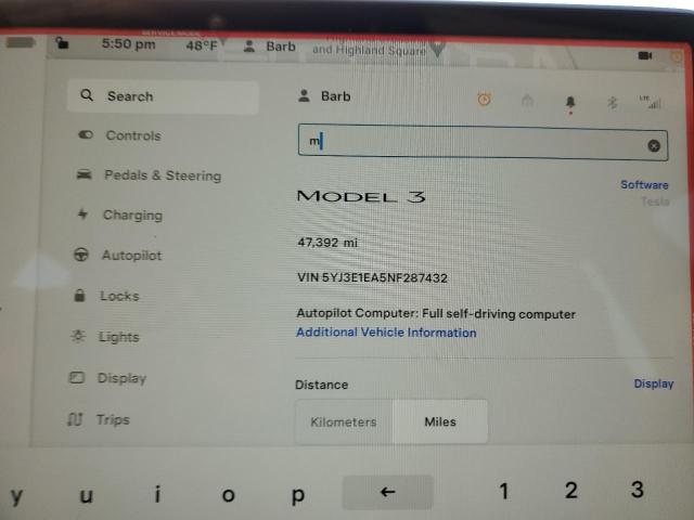 Photo 8 VIN: 5YJ3E1EA5NF287432 - TESLA MODEL 3 