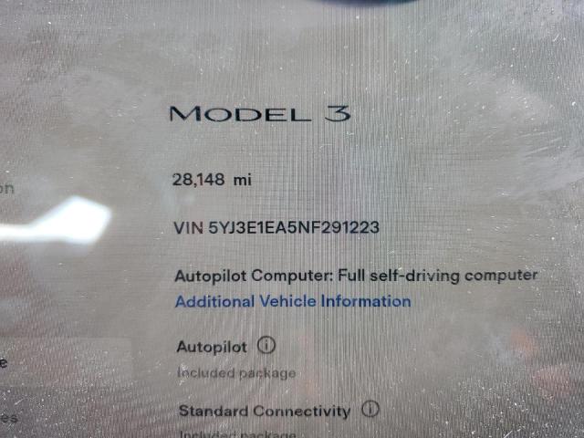 Photo 8 VIN: 5YJ3E1EA5NF291223 - TESLA MODEL 3 