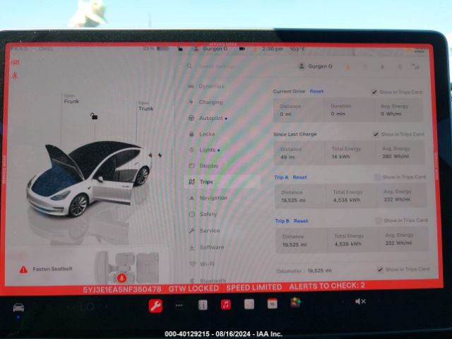 Photo 6 VIN: 5YJ3E1EA5NF350478 - TESLA MODEL 3 